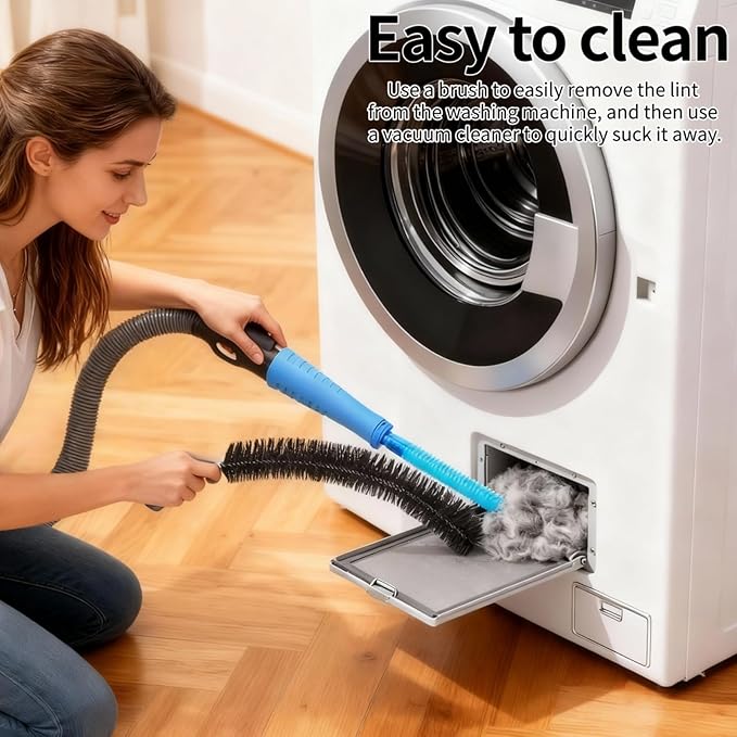 Dryer Vent Cleaner Kit - Universal Vacuum Hose Attachment & Lint Brush, Effectively Clean Clogged Dryer Ducts, Fit Most Vacuums for Dryer, Refrigerator Coils & Behind Appliances (Purple)