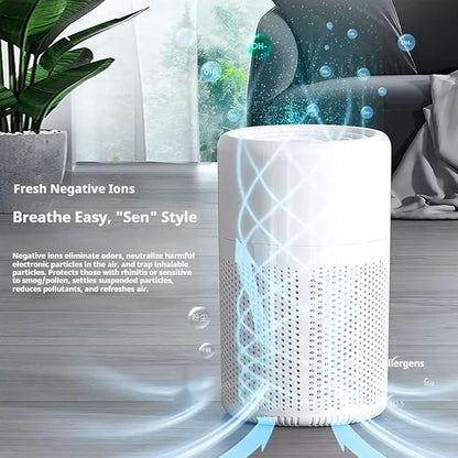 Filter Portable Purifier for home with USB Type C Cable，portabilitysmall air purifier，3-Stage Filtration System and Quiet Air Cleaner With Night Light，for Smokers Pollen Pets Dust Office，Aromatherapy