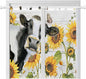 Retro Farmhouse Floral Living Room Curtains 84 Inch Length, Window Curtains Tab Top, Yellow Sunflowers Cows Butterfly Wood Light Filtering Window Treatments Drapes 42"x84" 2 Panel