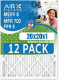 20x20x1 Air Filter MERV 8 Rating, 12 Pack of Furnace Filters Comparable to MPR 700 & FPR 5 - Made in USA by AIRX FILTERS WICKED CLEAN AIR.