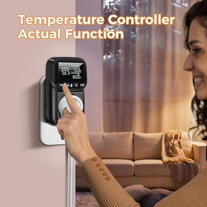 Diymore Digital Temperature Controller Outlet - 1800W Plug-in Thermostat with Heating & Cooling Modes, -104°F to 210°F Range for Greenhouse, Reptile, Incubator & Pool