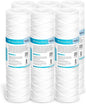 Membrane Solutions 10 Micron 10"x2.5" String Wound Whole House Water Filter Replacement Cartridge Universal Sediment Filters for Well Water - 6 Pack