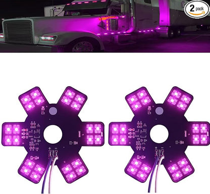 2PCS Air Cleaner LED Light 5" Truck Decorative Hex Style Air Filter Lamp for Peterbilt, Kenworth, Trailers, RVs', Campers Support IP67 12-24V Sold Individually(Purle)