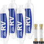 RV Water Filter - Inline Water Filter with 2 Flexible Hose Protector - NSF & ANSI 42 Certified - Camping Essentials for Reducing Odors, Bad Taste, Chlorine and Rust (4 Pack)