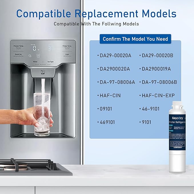Refrigerator Water Filter Replacement for Samsung Water Filter DA29-00020B, HAF-CIN, RS25J500DSR, RF28HMEDBSR, HAF-CIN/EXP, RF4287HARS, RF28HFEDBSR, K007 1 Pack