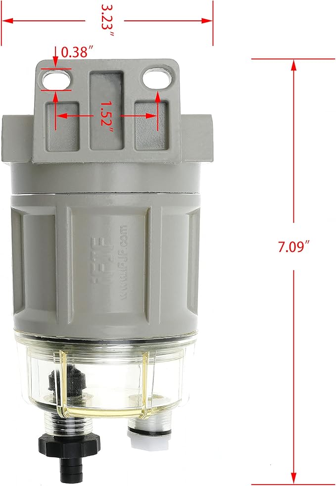 iFJF R12H (R12T Upgrade) Fuel Water Separator Marine Complete Combo - Replaces S3240 120AT NPT ZG1/4-19 Automotive Replacement Spin-on Filter Includes 2 Fittings 2 Plugs