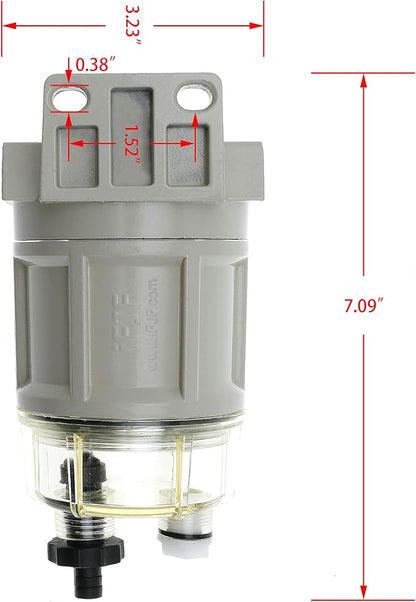 iFJF R12H (R12T Upgrade) Fuel Water Separator Marine Complete Combo - Replaces S3240 120AT NPT ZG1/4-19 Automotive Replacement Spin-on Filter Includes 2 Fittings 2 Plugs