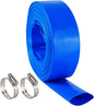 3" x 25 FT Pool Backwash Hose, Blue Heavy Duty Reinforced PVC Lay Flat Water Discharge Hose for Swimming Pool Filter Pump,with 2 Clamp