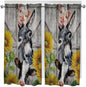 Farmhouse Living Room Curtains 72 Inches length, Vintage Sunflowers Animals Printed Wood Grain Window Treatment Curtain Drapes, Light Filtering Drapes for Bedroom Laundry Room, 52"x72", 2 Panels