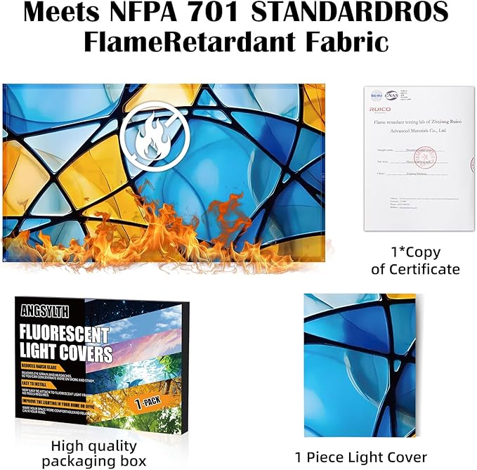Fluorescent Light Covers - Classroom Covers for Ceiling Lights, 1 PCS 4 x 2 Feet Magnetic Light Filters, Classroom, Office Decor (Colorful art)