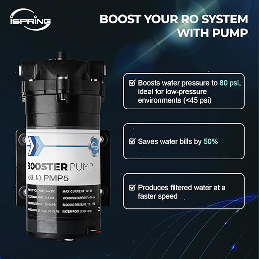 iSpring RCC7P-AK, 6-Stage Reverse Osmosis System Under Sink Alkaline Water Filter and Pump, RO Drinking Water Filtration System, Patented Top-Mounted Faucet Design for Easy Installation
