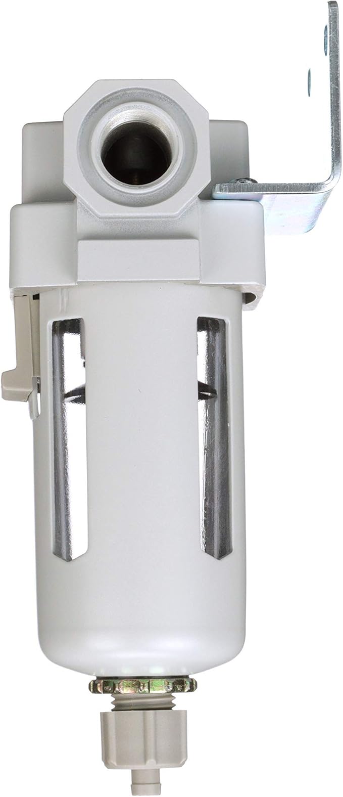 PneumaticPlus SAF300-N03B Compressed Air Particulate Filter 3/8" NPT, 10 Micron, Poly Bowl, Manual Drain, Bracket