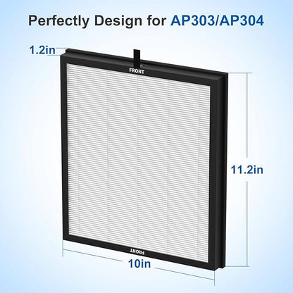 AP303 AP304 Replacement Filters, Compatible with DAYETTE AP303/304 Air Puri-fier, for FRESHDEW AP303 / AP304 Puri-fier,2 Pack Filters with 3-Stage Filtration