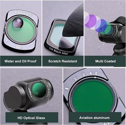 GREEN.L Magnetic Black Mist Filter for DJI Osmo Pocket 3, 1/4 Strength Cinematic Pro-Mist Effect, Ultra-Thin, Multi-Coated, HD Optical Glass