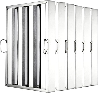 19.5 in x15.5 in Commercial Hood Filters - 430 Stainless Steel 5-Groove Baffle Filters for Restaurant Kitchen Exhaust Hoods Pack of 6