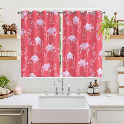 2 Panel Kitchen Cafe Curtains, Desert Camel Sunlight Filtering Nature Air Through, Home Decor Window Covering Tier Curtains for Living Room 104W x 72L inch Summer Sand Camel Animal Vintage Pink