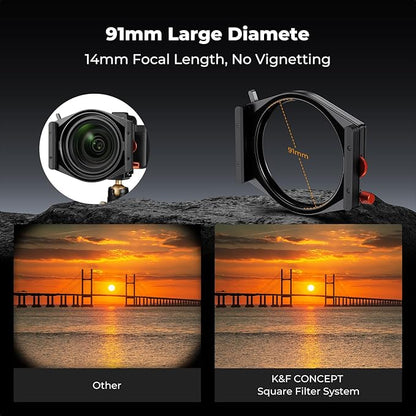 K&F CONCEPT X PRO Square Filters Holder System Kit (Filter Holder + 95mm Circular Polarizer + Square GND8 Filter + ND1000 + 4 Filter Adapter Rings) for Camera Lens