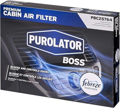 Purolator PBC25764 PurolatorBOSS Automotive Cabin Air Filter with Febreze & Activated Carbon, Car & Truck Passenger Compartment OEM Filter Replacement for Nissan Frontier, Pathfinder | (Pack of 3)