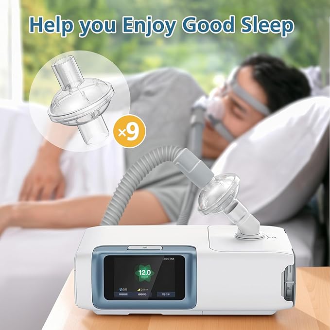 9-pack CPAP Inline Filter, Universal Inline CPAP Filter Compatible with BiPAP Machines ResMed,Dreamstation Standard, Any CACP Machine Size 22mm and 25mm Tube