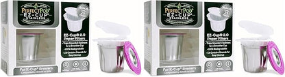 EZ-Cup Stainless Steel 1-Stream Reusable K Cup Coffee Pod for Keurig + 25 Disposable Paper Filters - Refillable Capsule Compatible with Keurig and Other Select Coffee Makers (Pack of 2)