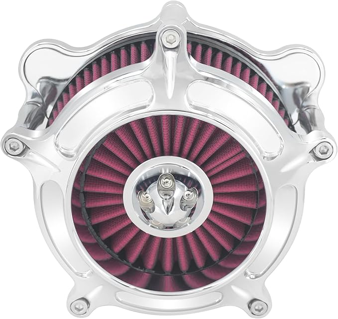 HDBUBALUS Motorcycle CNC Spike Air Cleaner Air Filter Intake System Filter (C-For Touring Trike 08-16, Softail 16-17,Dyna 17)