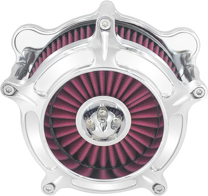 HDBUBALUS Motorcycle CNC Spike Air Cleaner Air Filter Intake System Filter (C-For Touring Trike 08-16, Softail 16-17,Dyna 17)