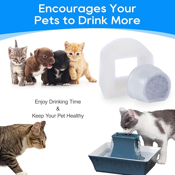 12+12 Pack Cat Water Fountain Filter, Pre-Sponge & Replacement Carbon Filters Compatible with Petsafe for Drinkwell Fountain Avalon Pagoda Seascape Pet Fountains