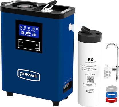 Purewell® K8680 RO Water Purifier System,10-Stage RV Portable Water Filtration Survival with UV,Desalination Rate Reaches 95%,Survival Gear Purification for Drinking,Team Camping，Travel(Blue)