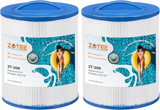 ZOTEE Spa & Pool Filter Cartridge Replacement for Unicel 6CH-26, PTL25W-SV, and Filbur FC-0310, 2 Packs