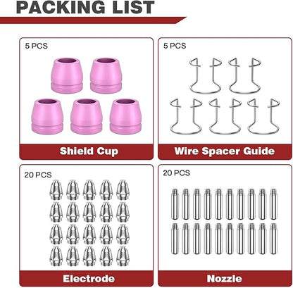 ARCCAPTAIN AG-60 Plasma Cutter Torch Consumables, 50Pcs .045'' SG-55 AG-60 WSD-60 Plasma Cutter Torch Accessories for CUT55 PRO, CUT55 PROLUX, CUT 55PILOTARC,CUT 55PIL0T, CUT 60HF, CUT 60HF PRO