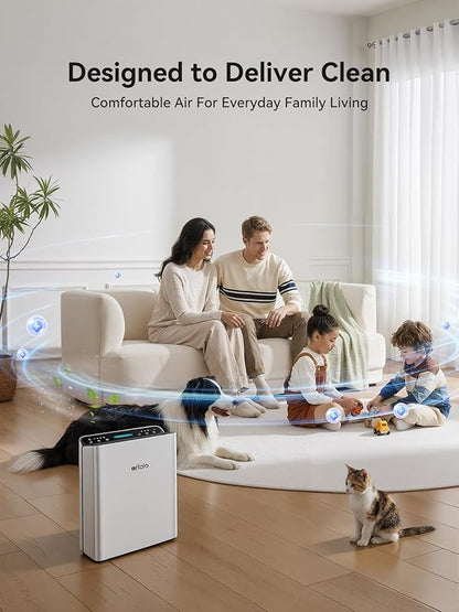 Afloia Air Purifier for Home Large Room Bedroom Up to 2000Ft² with PM2.5 Air Quality Monitor Smart Auto Mode, Washable Pre Filter Cleaner for Pet, Europa 2.0