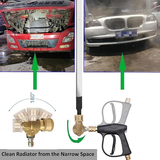 Lucstar Radiator Cleaning Wand & Car A/C Condenser Cleaner, Engine Cabin Air Filter Flusher, 24Inch Radiator Wands Connect with Pressure Washer Air Compressor for Cleaning Home Car Truck Radiators