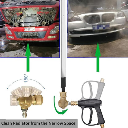 Lucstar Radiator Cleaning Wand & Car A/C Condenser Cleaner, Engine Cabin Air Filter Flusher, 24Inch Radiator Wands Connect with Pressure Washer Air Compressor for Cleaning Home Car Truck Radiators