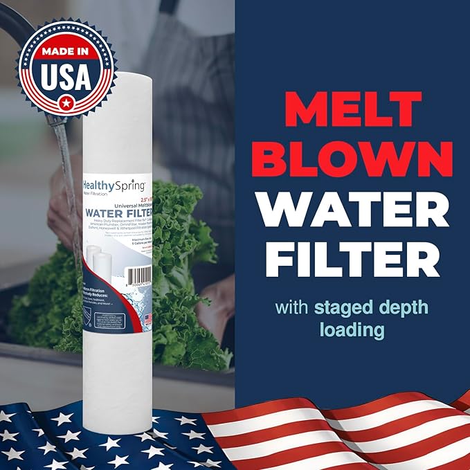 American Made, 5 Micron 10 x 2.5 Sediment Filter - Whole House Water Filter Replacement Compatible with Well Water Filters - P5, AP110, WHKF-GD05, Made in USA, 2-Pack