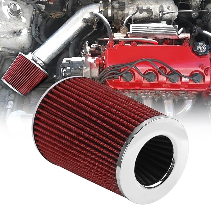 RYANSTAR RACING 89mm 3.5" High Flow Round Tapered Cone Closed-Top Washable Clamp-On Dry Air Filter Compatible with Truck