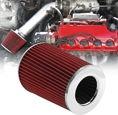 RYANSTAR RACING 89mm 3.5" High Flow Round Tapered Cone Closed-Top Washable Clamp-On Dry Air Filter Compatible with Truck