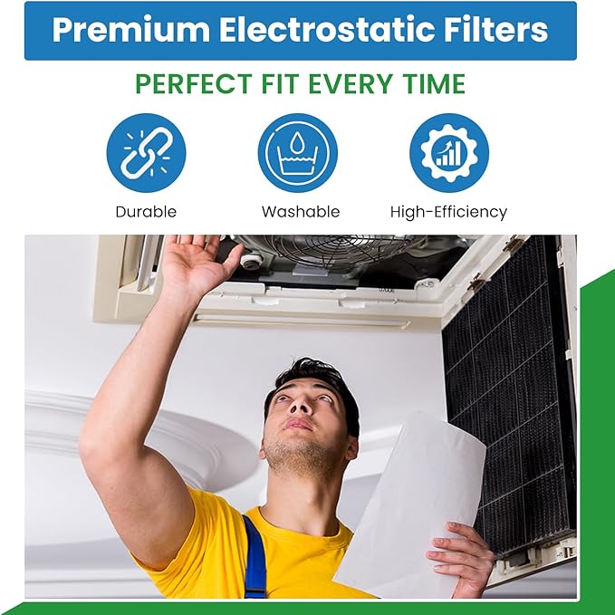 Filter Everything Electrostatic Furnace Filter – Washable Permanent HVAC Filter – 14” x 20” x 1” – MERV 9 – Reusable Air Filter with Durable Aluminum Frame