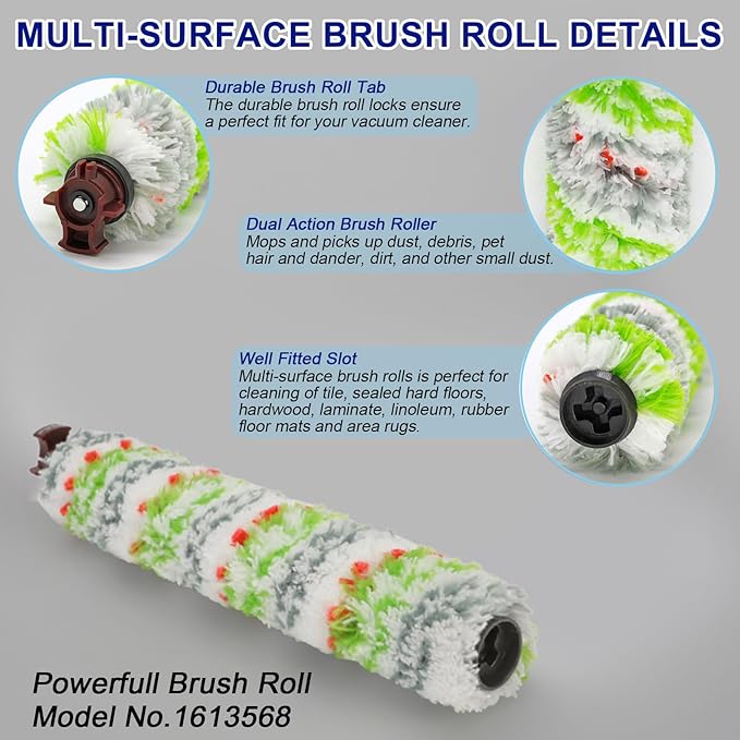 Lemige Brush Filter Replacement Parts for Bissell CrossWave Vacuum 3888A 1785 Pet Pro 2306A Cordless Wet Dry Vac, 2 Pack 2460 Pet Brush Rolls 2 Pack 1868 Multi-Surface Brush 4 Pack 1866 Vacuum Filters