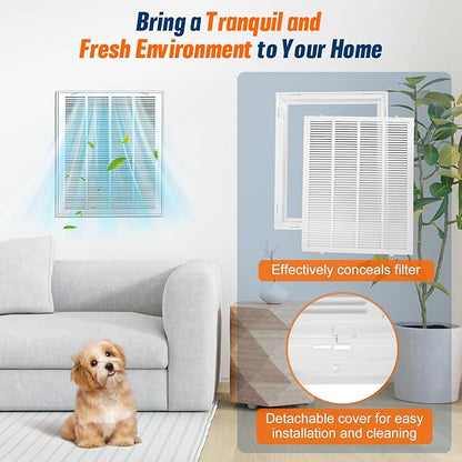 Fancat Return Air Filter Grille for 20x25 Ducts, Steel Air Vent Cover with Removable Door for 1" Filters | Fits Sidewall & Ceiling | Outer Size: 22 5/8" W x 27 5/8" H