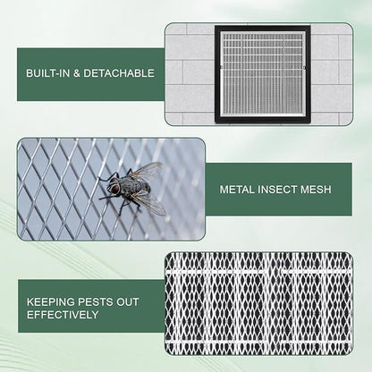 2-Pack 12"x12"Aluminum Gable Vent - Filter Screen for Removable,Vent Opening: 10" x 10"，Ideal for Attics and Sheds, Elevating Ventilation in Clean Spaces, Featuring a Refined Design