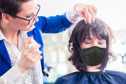 MountainAir Black Dust Mask with 4 Carbon Air Filters and Respirator Filter Valve – Reusable, Washable & Breathing Valve Mask