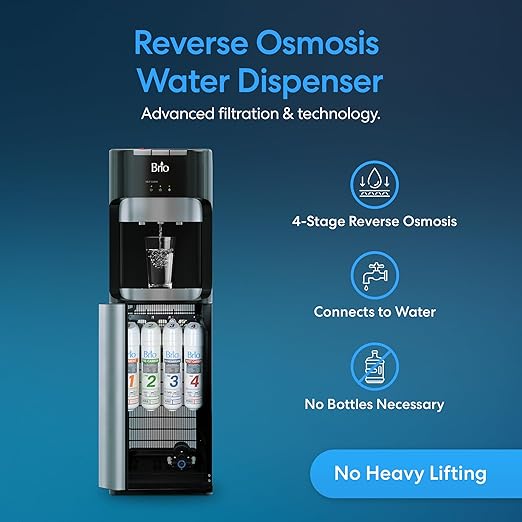 Brio Commercial Grade Bottleless Ultra Safe Reverse Osmosis Drinking Water Filter Water Cooler Dispenser-3 Temperature Settings Hot, Cold & Room Water - UL Approved – Point of Use