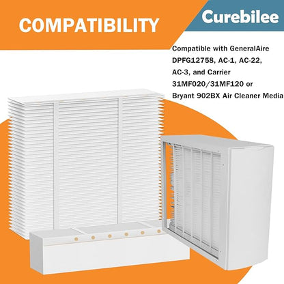 12758 Filter Replacement Compatible with GeneralAire DPFG12758, AC-1, AC-22, AC-3, Carrier 88NA2506MB01 and Carrier 31MF020/31MF120 or Bryant 902BX Air Cleaner Media, 20x25x5 MERV 11 Filter, 2 Pack