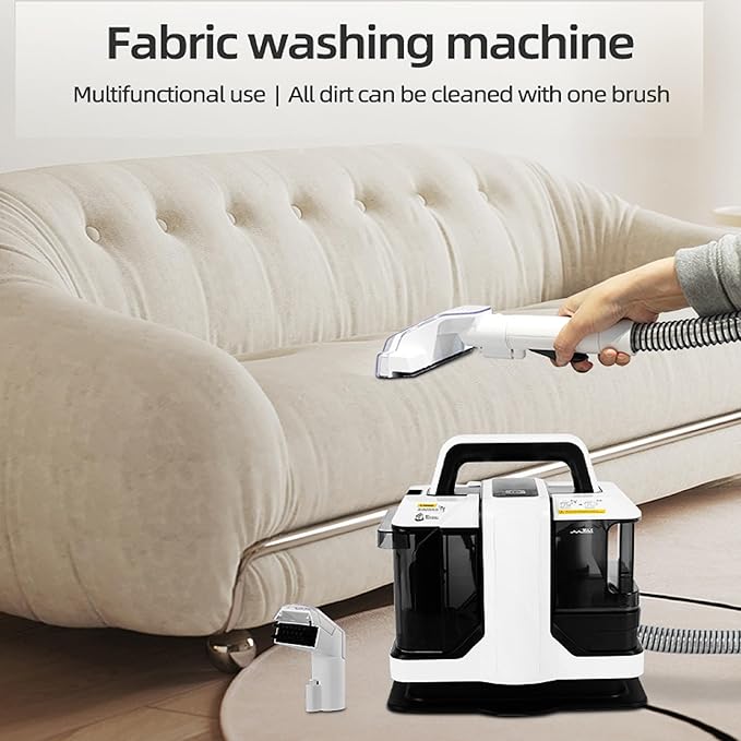 Portable Multifunctional Carpet Cleaning Machine,Electric Floor Scrubber and Vacuum Cleaner, Wet Dry Cleaning System, Black and White