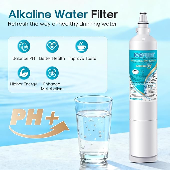 ICEPURE Alkaline 5231JA2006A Refrigerator Water Filter Replacement for LG LT600P, kenmore 9990, KENMORECLEAR 46-9990, FML-2, 5231JA2006B, WF300, R-9990, WFC2001, LSC27931ST, Enhances PH, 3Pack