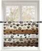 Sheer Curtains 54 Inch Length, Brown Beige Farmhouse Semi Sheer Curtains Light Filtering Window Treatment, Black Dog Paw Vintage Wooden Privacy Voile Drapes for Living Room Bedroom 52x54 Inch