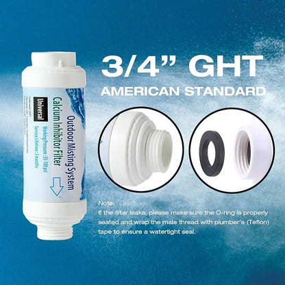 H&G lifestyles Misting System Calcium Inhibitor Filter for Patio Misters Inline Water Filter Effectively Reduce Hard Water Spots, Soften Water, Upgraded Formula
