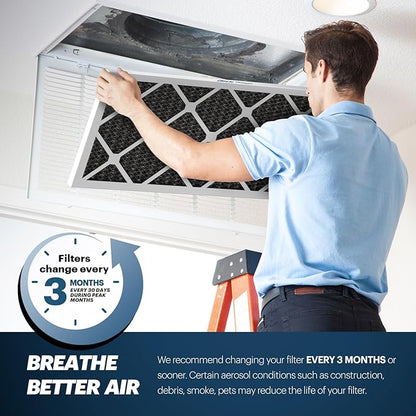 BNX TruFilter 18x24x1 MERV 12 Odor Defense (4-Pack) AC Furnace Air Filter with Activated Carbon - MADE IN USA - Pleated Air Conditioner HVAC AC Furnace Filters - Removes Odor, Mold, Bacteria, Smoke