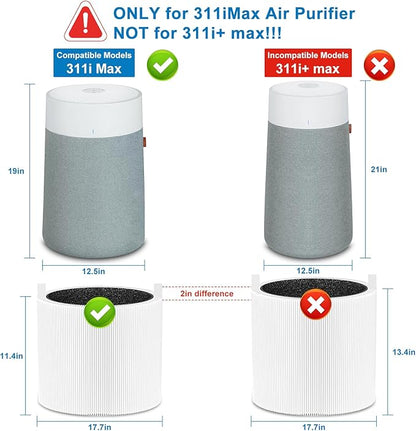 𝟑𝟏𝟏𝐢 𝐌𝐚𝐱 Replacement Filter Compatible for Blueair Blue Pure 𝟑𝟏𝟏𝐢 𝐌𝐚𝐱, Dust Filter&Odor Smoke Activated Carbon Filter, # 𝐅𝟑𝐌𝐀𝐗(𝐍𝐨𝐭 𝐟𝐨𝐫 𝟑𝟏𝟏𝐢+ M𝐚𝐱/𝟑𝟏𝟏/𝟑𝟏𝟏 𝐀𝐮𝐭𝐨)