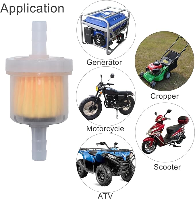 Universal 1/4 Inch Gas Inline Fuel Filters with magnet for Kohler, Kawasaki, John Deere, Birggs, Stratton Small Engine Gasoline Generator Lawn Mower Motorcycle（10pcs）
